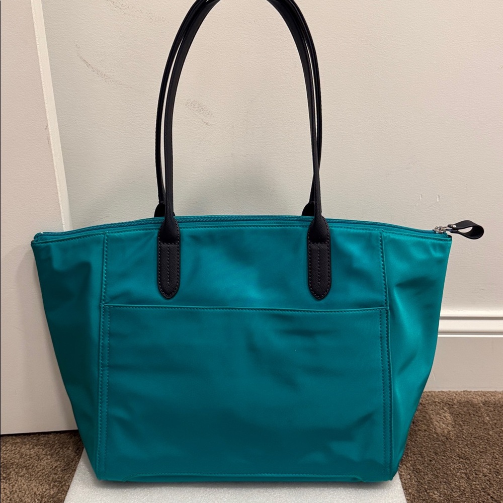 Michael Kors Kelsey teal aquamarine medium nylon tote bag - Picture 3 of 11